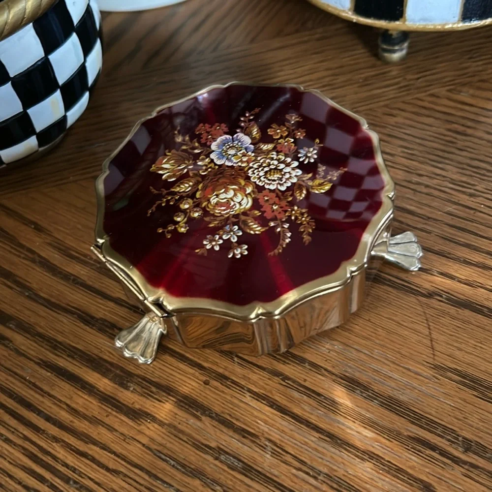 Vintage STRATTON Enameled Trinket Box Holder